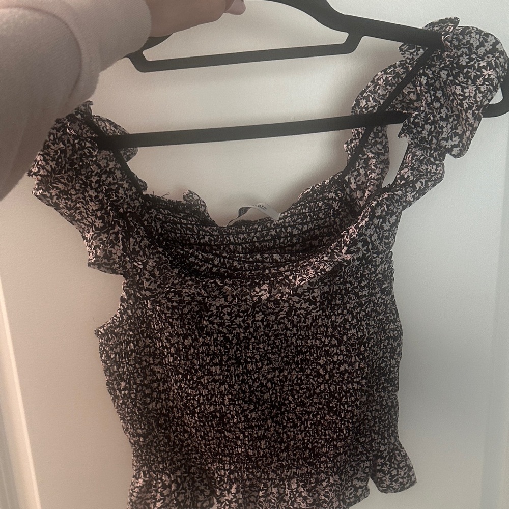 Elegant Black and White Floral Blouse